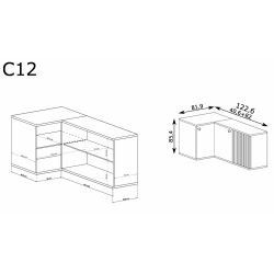 C 12, komoda system Cali, wymiar 82 x 122,6 x 40,6 x 85,4 cm.