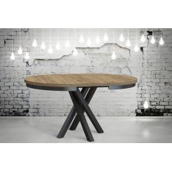 Okrągły stół z rozkładanym blatem w stylu loft KRYSS