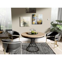 Okrągły stół z rozkładanym blatem w stylu loft LUCCA