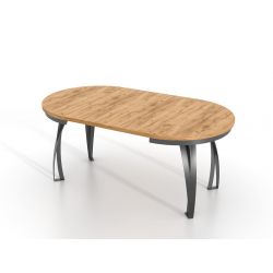 Okrągły stół z rozkładanym blatem w stylu loft LUNGO 100 (+1x40)