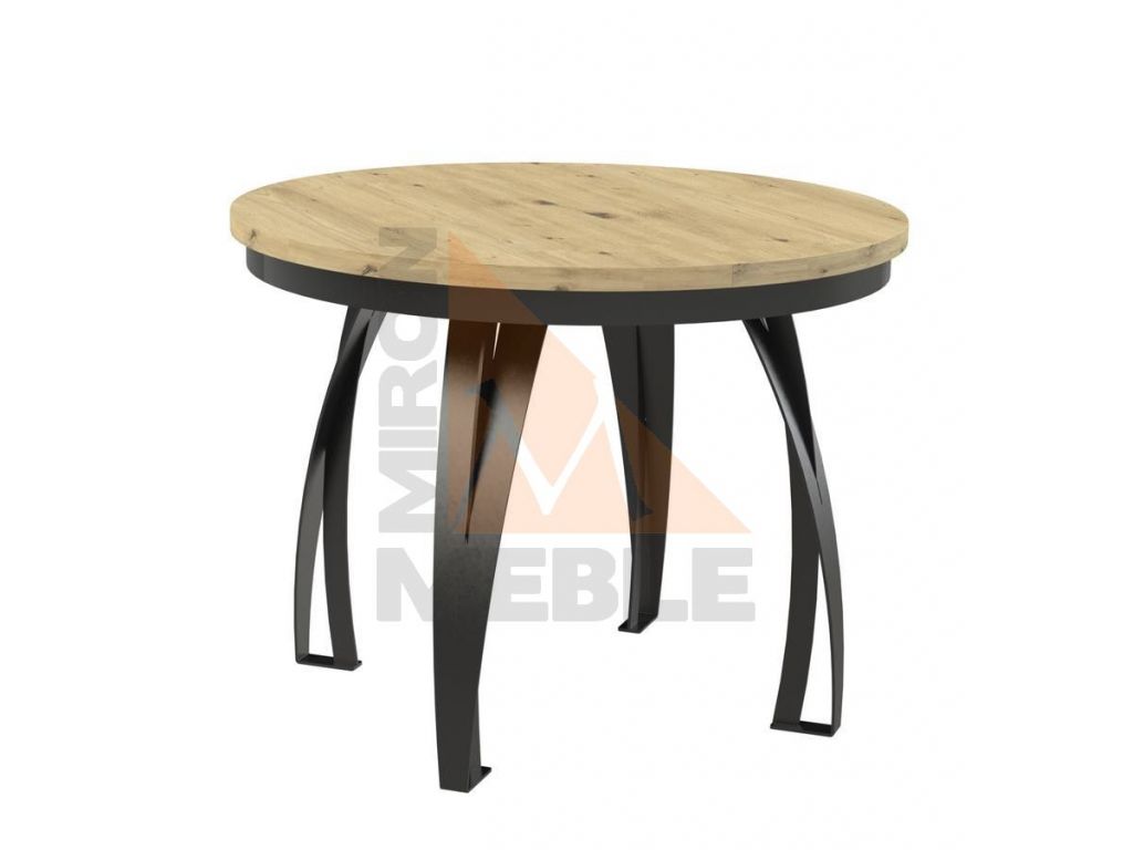 Okrągły stół z rozkładanym blatem w stylu loft LUNGO 100 (+1x40) Okrągły stół z rozkładanym blatem w stylu loft LUNGO 100 (+1x40)