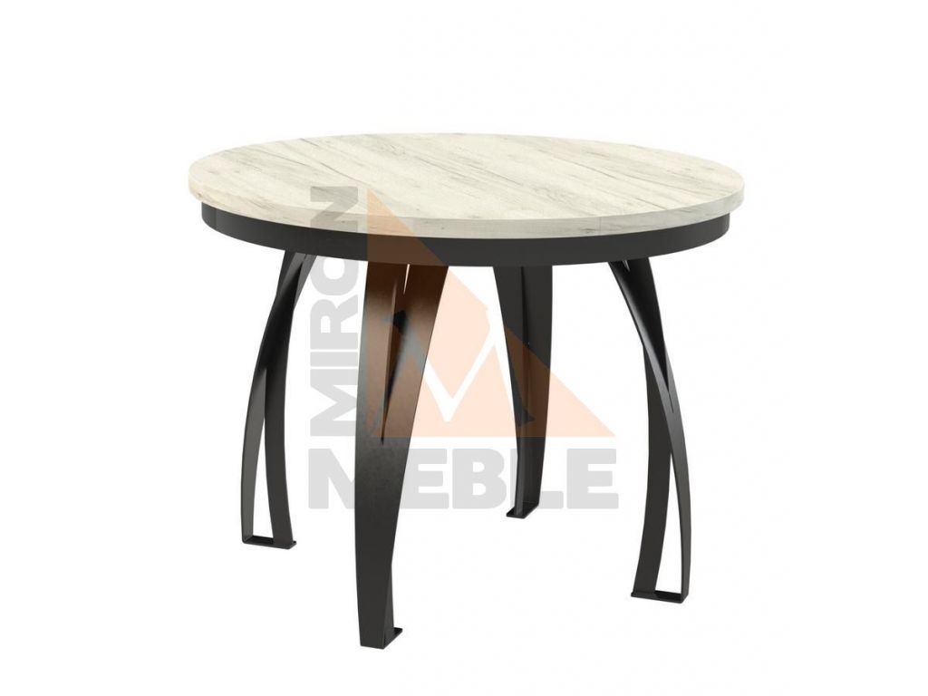 Okrągły stół z rozkładanym blatem w stylu loft LUNGO 100 (+1x40) Okrągły stół z rozkładanym blatem w stylu loft LUNGO 100 (+1x40)