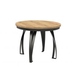 Okrągły stół z rozkładanym blatem w stylu loft LUNGO 100 (+1x40)