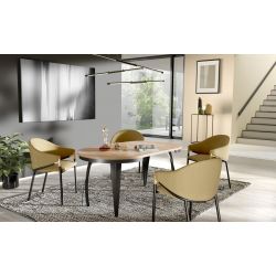 Okrągły stół z rozkładanym blatem w stylu loft LUNGO 100 (+1x40)