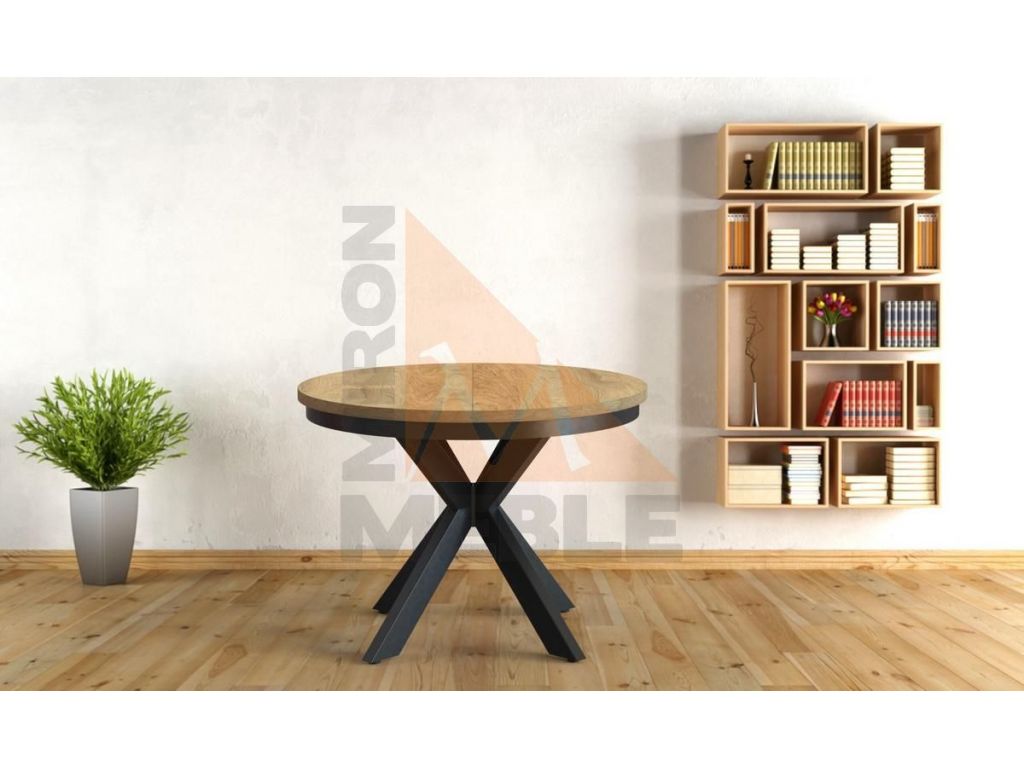 Okrągły stół z rozkładanym blatem w stylu loft COMO-N (1x40) Okrągły stół z rozkładanym blatem w stylu loft COMO-N (1x40)