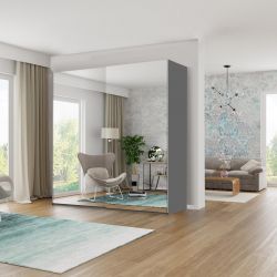 Dwudrzwiowa szafa przesuwna z lustrem oraz drążkiem German 150