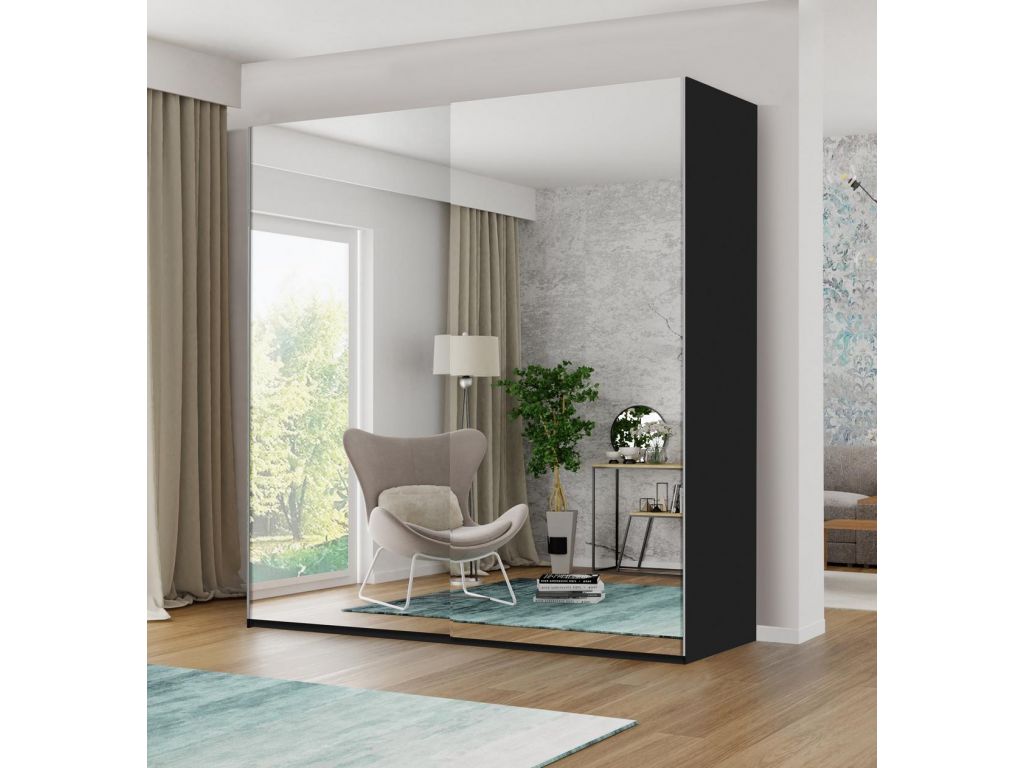 Dwudrzwiowa szafa przesuwna z lustrem oraz drążkiem German 250