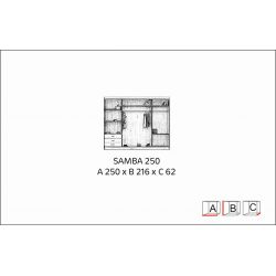 Pojemna trzydrzwiowa szafa przesuwna z lustrem i drążkiem Samba 250