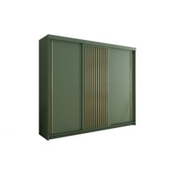 Elegancka szafa przesuwna ze złotymi lamelami i drążkiem Pesto 250