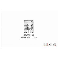Pojemna szafa ubraniowa do garderoby z szufladami Ozyrys 150