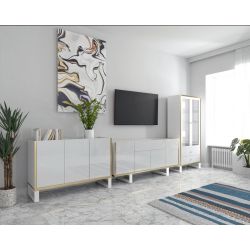 Nowoczesna komoda do salonu Henry 133 czarny / biały połysk