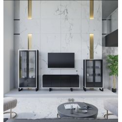 Nowoczesna komoda do salonu Henry 133 czarny / biały połysk