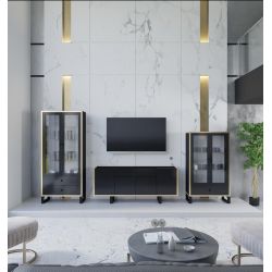 Nowoczesna komoda do salonu Henry 133 czarny / biały połysk