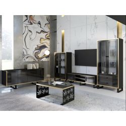 Nowoczesna komoda do salonu Henry 133 czarny / biały połysk