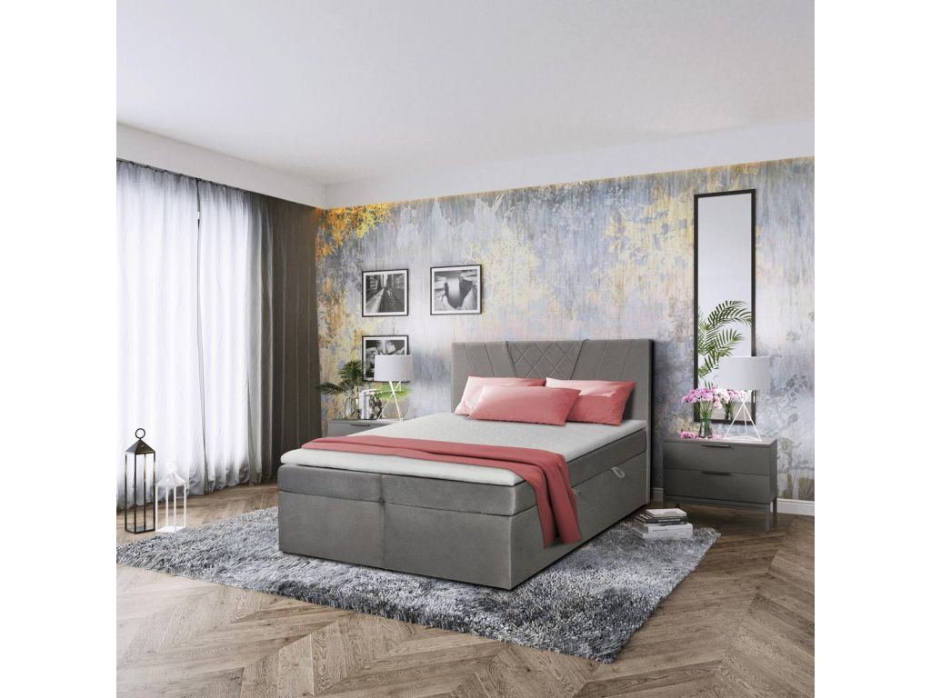 Łóżko kontynentalne 160x200 z pojemnikiem na pościel Boxspring Łóżko kontynentalne 160x200 z pojemnikiem na pościel Boxspring