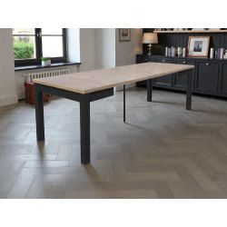 SL 128, duży, kwadratowy stół rozkładany do jadalni salonu, blat laminat 90/90/190 cm.