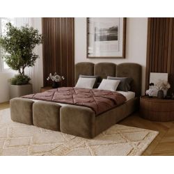 Nowoczesne łóżko tapicerowane do sypialni z pojemnikiem Neli 140x200