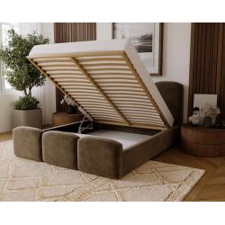 Nowoczesne łóżko tapicerowane do sypialni z pojemnikiem Neli 140x200