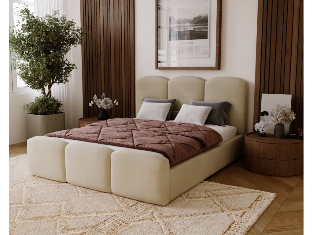Nowoczesne łóżko tapicerowane do sypialni z pojemnikiem Neli 180x200