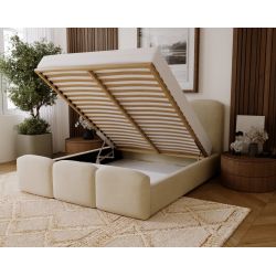 Nowoczesne łóżko tapicerowane do sypialni z pojemnikiem Neli 180x200