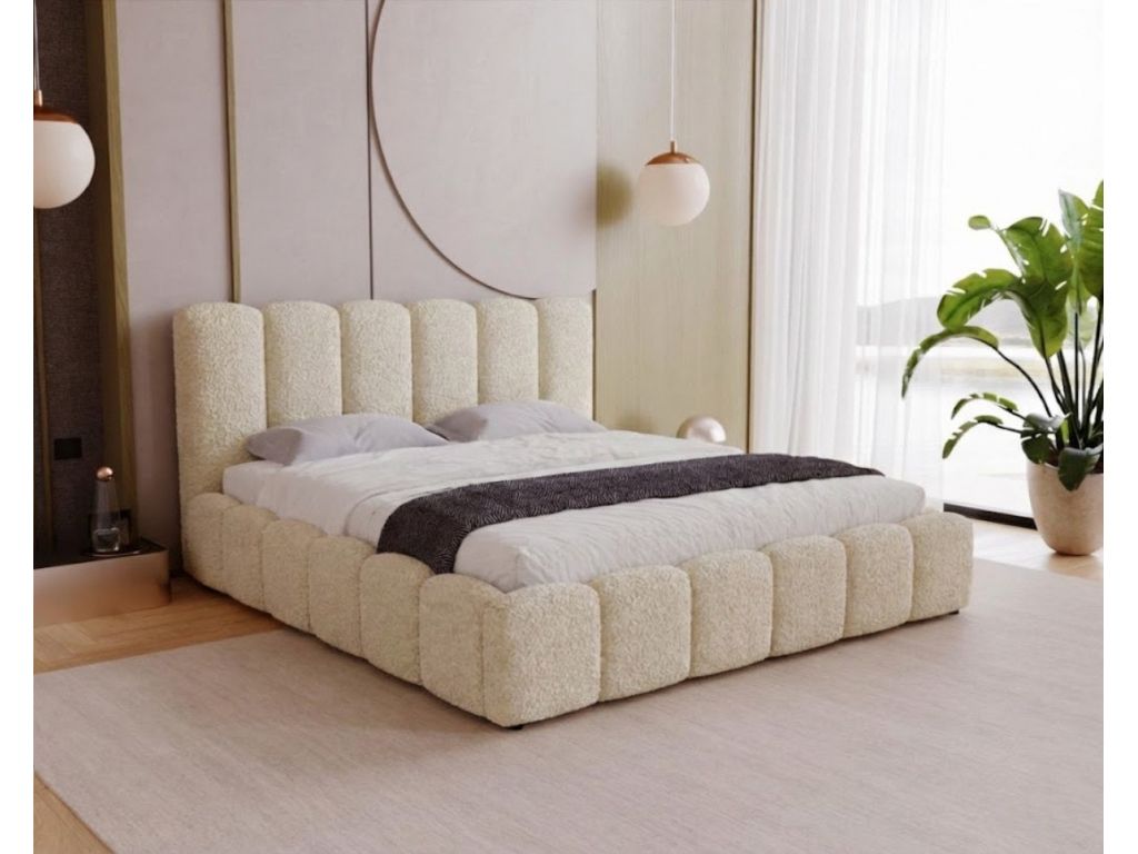 Łóżko tapicerowane do sypialni ze stylowym zagłówkiem Furio 180x200