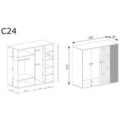 C 24, SZAFA DWUDRZWIOWA Z LUSTREM, SYSTEM CALI, wymiar 200 cm x 60 cm x 213 wysokość.
