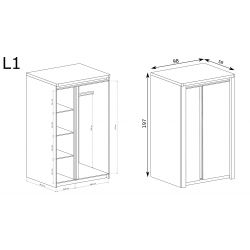 L 1, SZAFA BIAŁA DWUDRZWIOWA, SYSTEM LIVINIO, wymiar 98 cm x 59 cm x 197 wysokość.