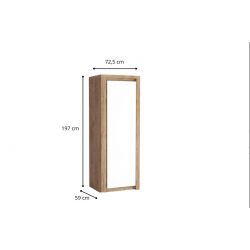 L 2, SZAFA BIAŁA JEDNORZWIOWA, SYSTEM LIVINIO, wymiar 72,5 cm x 59 cm x 197 wysokość.