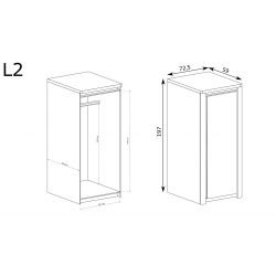 L 2, SZAFA BIAŁA JEDNORZWIOWA, SYSTEM LIVINIO, wymiar 72,5 cm x 59 cm x 197 wysokość.