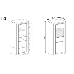 L 4, WITRYNA, SYSTEM LIVINIO, wymiar 70,5 cm x 40,5 cm x 197 wysokość.