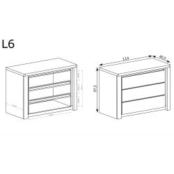 L 6, KOMODA MAŁA, SYSTEM LIVINIO, wymiar 114 cm x 40,5 cm x 97,5 wysokość.