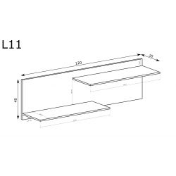 L 11, PÓŁKA NA ŚCIANĘ, SYSTEM LIVINIO, wymiar 120 cm x 20 cm x 40 wysokość.