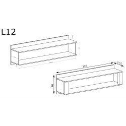 L 12, PÓŁKA NA KSIĄŻKI, SYSTEM LIVINIO, wymiar 120 cm x 20,5 cm x 40 wysokość.