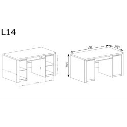 L 14, BIURKO, SYSTEM LIVINIO, wymiar 130 cm x 60,5 cm x 78,5 wysokość.