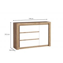 L 15, KOMODA DO SALONU, SYSTEM LIVINIO, wymiar 144 cm x 40,5 cm x 97,5 wysokość.