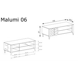 MM 6, MAŁA SZAFKA RTV, SYSTEM MALUMI, wymiar 135 cm x 40,5 cm x 57 wysokość.