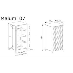 MM 7, NOWOCZESNA SZAFA, SYSTEM MALUMI, wymiar 90 cm x 54,5 cm x 197 wysokość.