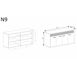 N 9, KOMODA DO SALONU, SYSTEM NATURAL, 191,5 x 40,5 x 99 wysokość.