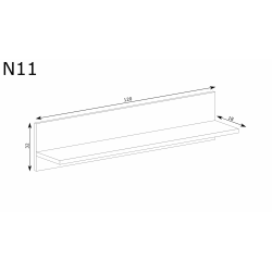 N 11, PÓŁKA NA KSIĄŻKI, SYSTEM NATURAL, 120 x 18 x 32 wysokość.
