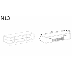 N 13, DUŻA SZAFKA RTV, SYSTEM NATURAL, 195,5 x 40,5 x 51 wysokość.