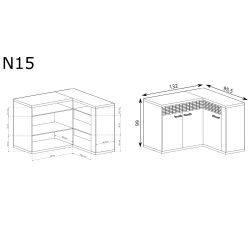 N 15, KOMODA NAROŻNA, SYSTEM NATURAL, 132 x 40,5 x 99 wysokość.