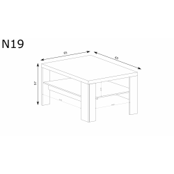 N 19, STOLIK KAWOWY, SYSTEM NATURAL, 65 x 65 x 57 wysokość.