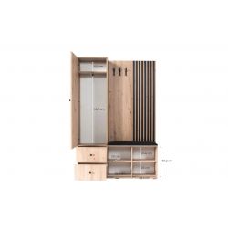 Garderoba, system Cali, wymiar 128,5 cm x 30 cm x 195 cm.