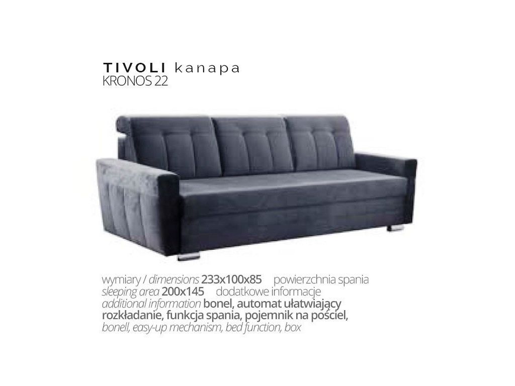 Kanapa TIVOLI, bonell, 200 x 145 cm powierzchnia spania. Kanapa TIVOLI, bonell, 200 x 145 cm powierzchnia spania.