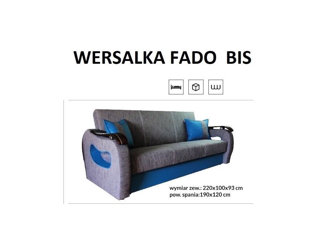 Wersalka FADO BIS,bonell, powierzchnia spania 190 x 120 cm.