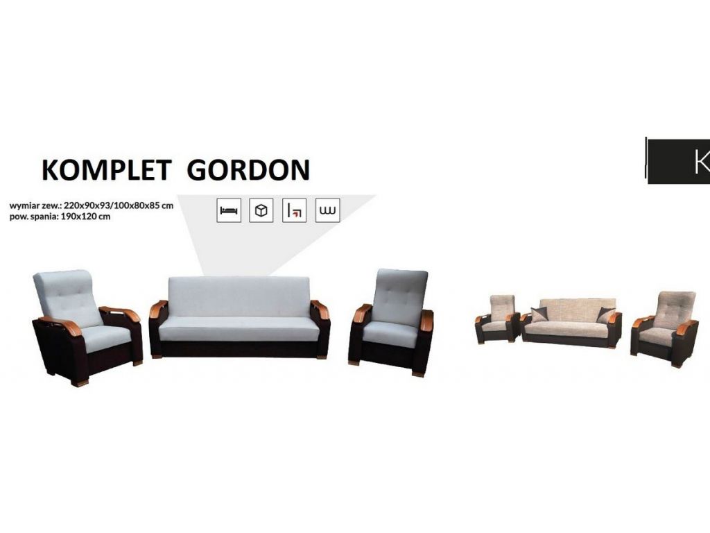 Zestaw wypoczynkowy GORDON (wersalka + 2 fotele).