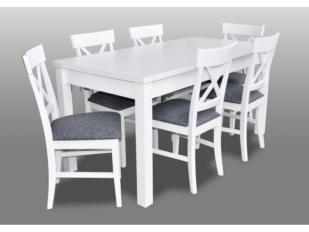 Zestaw do jadalni 21, kolor biały, stół S18-L wymiar 80 x 160 x 200 krzesło K64 6 szt. Zestaw do jadalni 21, kolor biały, stół S18-L wymiar 80 x 160 x 200 krzesło K64 6 szt.