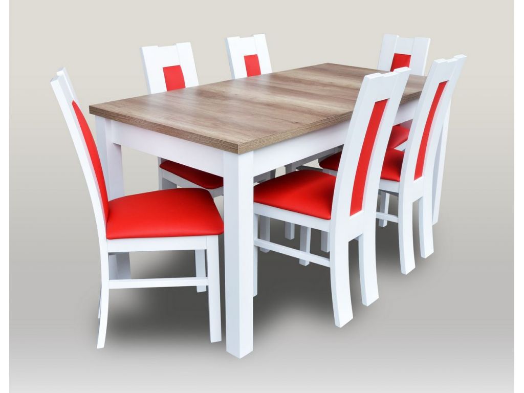 Zestaw do jadalni 30, stół S18-L wymiar 80 x 160 x 200 krzesło K41, 6 szt. Zestaw do jadalni 30, stół S18-L wymiar 80 x 160 x 200 krzesło K41, 6 szt.