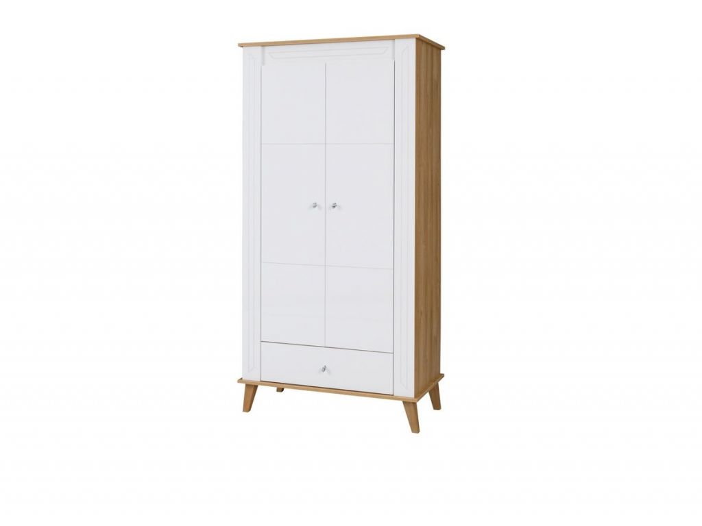 Szafa dwudrzwiowa SN 1, system SONIA, front biały połysk, szerokość 94 cm. Szafa dwudrzwiowa SN 1, system SONIA, front biały połysk, szerokość 94 cm.