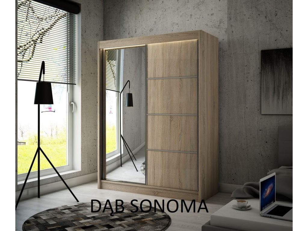 Szafa Pen z drzwiami przesuwnymi, 200 cm szerokość. Bez oświetlenia LED. Szafa Pen z drzwiami przesuwnymi, 200 cm szerokość. Bez oświetlenia LED.